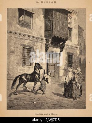 Reproduktion der Zeichnung: Wojciech Kossak (1856-1942), Kairoer Pferdehändler; `Tygodnik Polski` 1900, 2, no 45. Tygodnik Polski (Warszawa ; czasopismo ; 1898-1905), Herausgeber Stockfoto